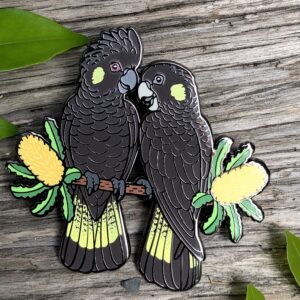 Yellow-tailed Black Cockatoo Pair - Enamel Pin