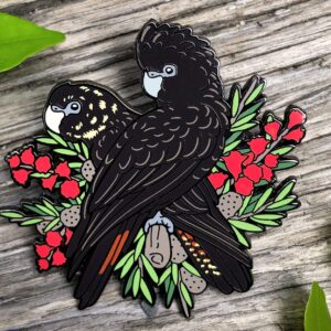 Glossy Black Cockatoo Pair - Enamel Pin