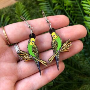 Budgerigar Wooden Earrings