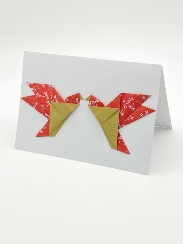 Kissing Doves Origami greeting card