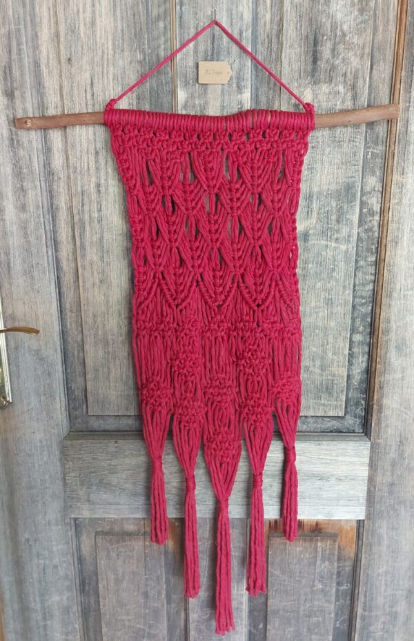 Macramé Wall Hanger - 'Audrey' in Ruby