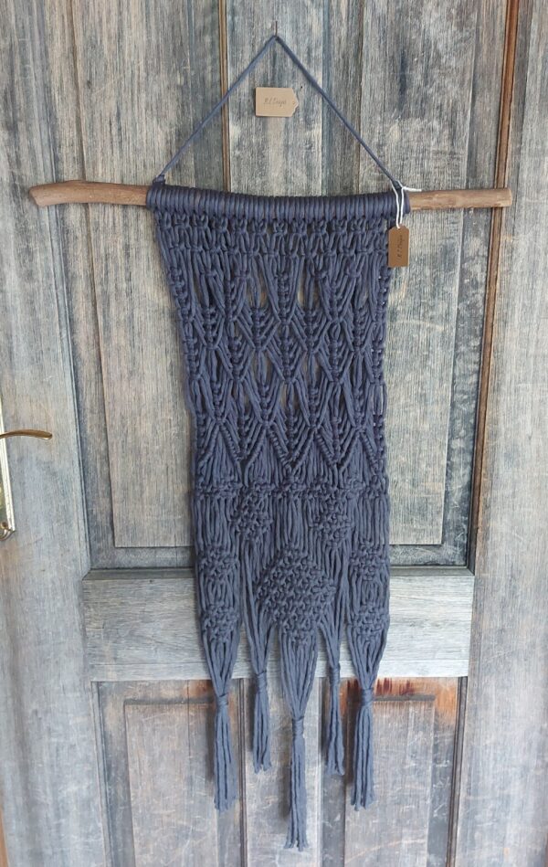 Macramé Wall Hanger - 'Audrey' in Metal Grey