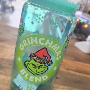 16oz Glass Cup - Grinchmas Blend, green