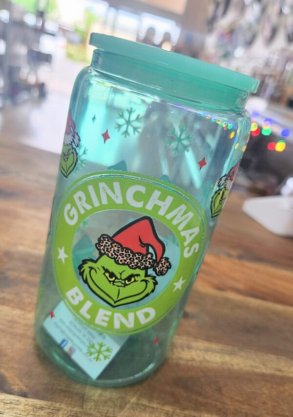 16oz Glass Cup - Grinchmas Blend, green