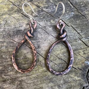 Hammered copper teardrop earrings