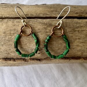 Malachite small hoop earrings