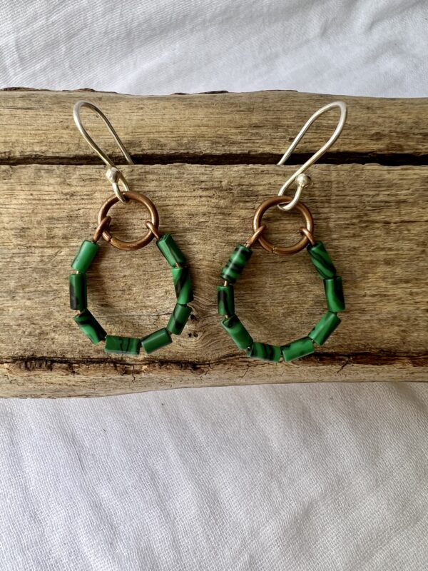 Malachite small hoop earrings