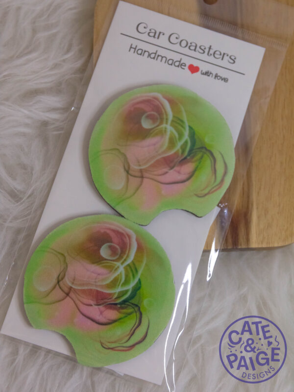 Car Coasters - Lime Green Swirls